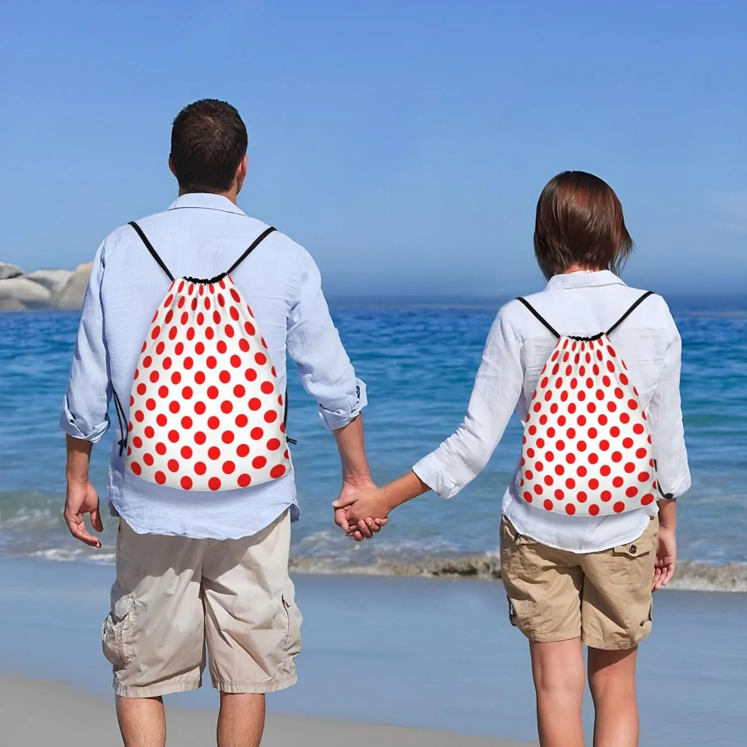 Cute Polka Dots Drawstring Bags Backpack Bag Casual String Daypack for Women Men Sport Gym Yoga Travel Backpacks
