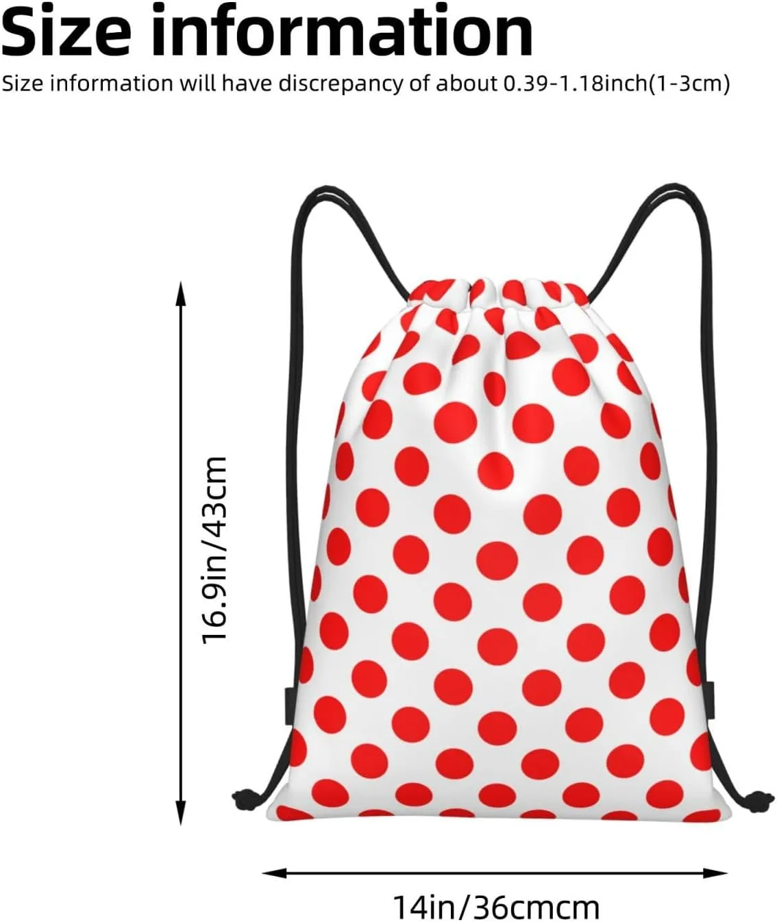 Cute Polka Dots Drawstring Bags Backpack Bag Casual String Daypack for Women Men Sport Gym Yoga Travel Backpacks