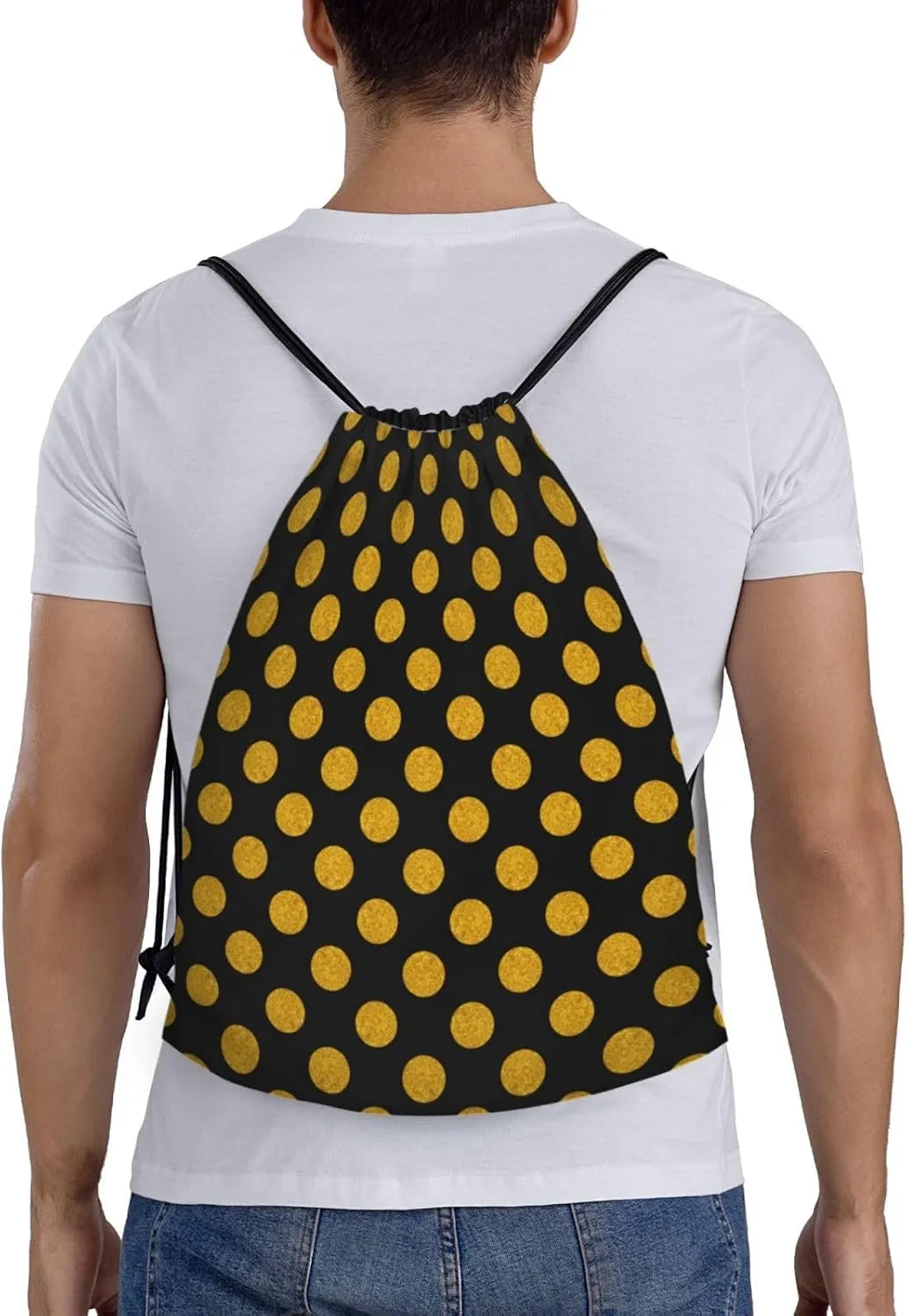 Cute Polka Dots Drawstring Bags Backpack Bag Casual String Daypack for Women Men Sport Gym Yoga Travel Backpacks