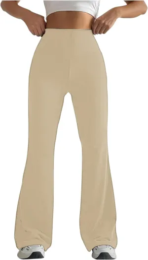 DASAYO Wide Leg Trousers Women High Waist Tummy Control Butt Lifting Flare Yoga Pants Stretchy Workout Bootcut Leggings
