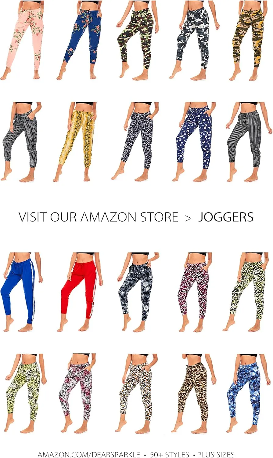 DEAR SPARKLE Jogger with Pockets for Women Drawstring Lightweight Sweats Yoga Lounge Pants   Plus Size (P7)