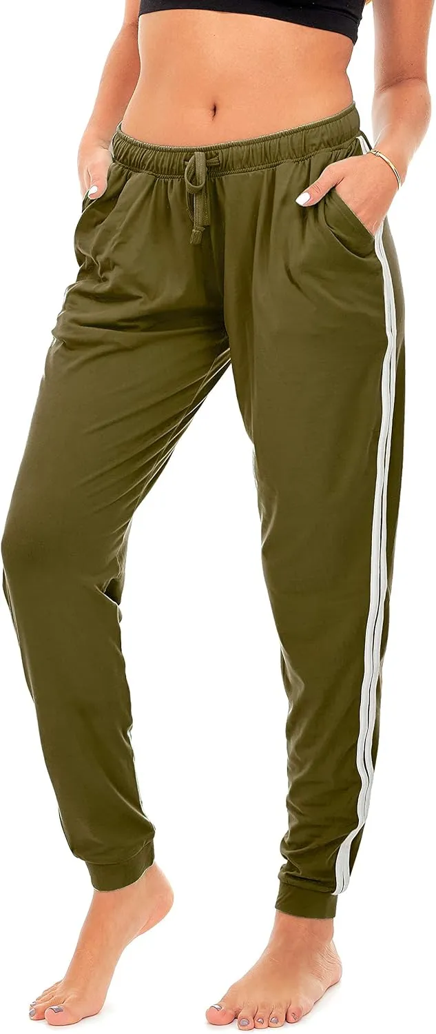 DEAR SPARKLE Workout Jogger for Women Stripe Side Drawstring Lightweight Joggers Yoga Striped Sweatpants   Plus (P7 R)