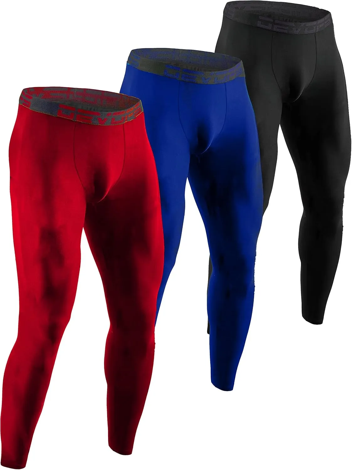DEVOPS 2 or 3 Pack Men's Compression Pants Athletic Leggings with Pocket/Non-Pocket