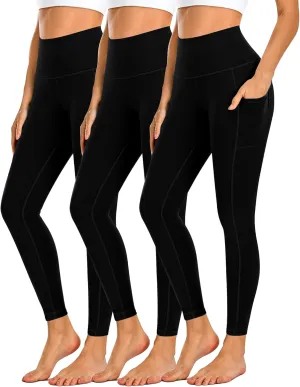 Dimore 4 Pack Workout Leggings for Women with Pockets,High Waisted Tummy Control Yoga Pants for Workout Running