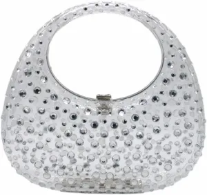 DJBM Crescent Acrylic Clutch Purse Top Handle Moon Hobo Bag Marble Acrylic Evening Handbag for Wedding Party Prom