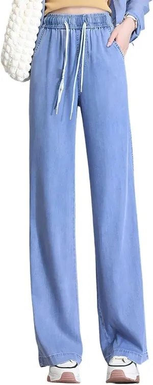 ebossy Women's Casual High Waist Korean Lyocell Harem Pants Cropped Trousers