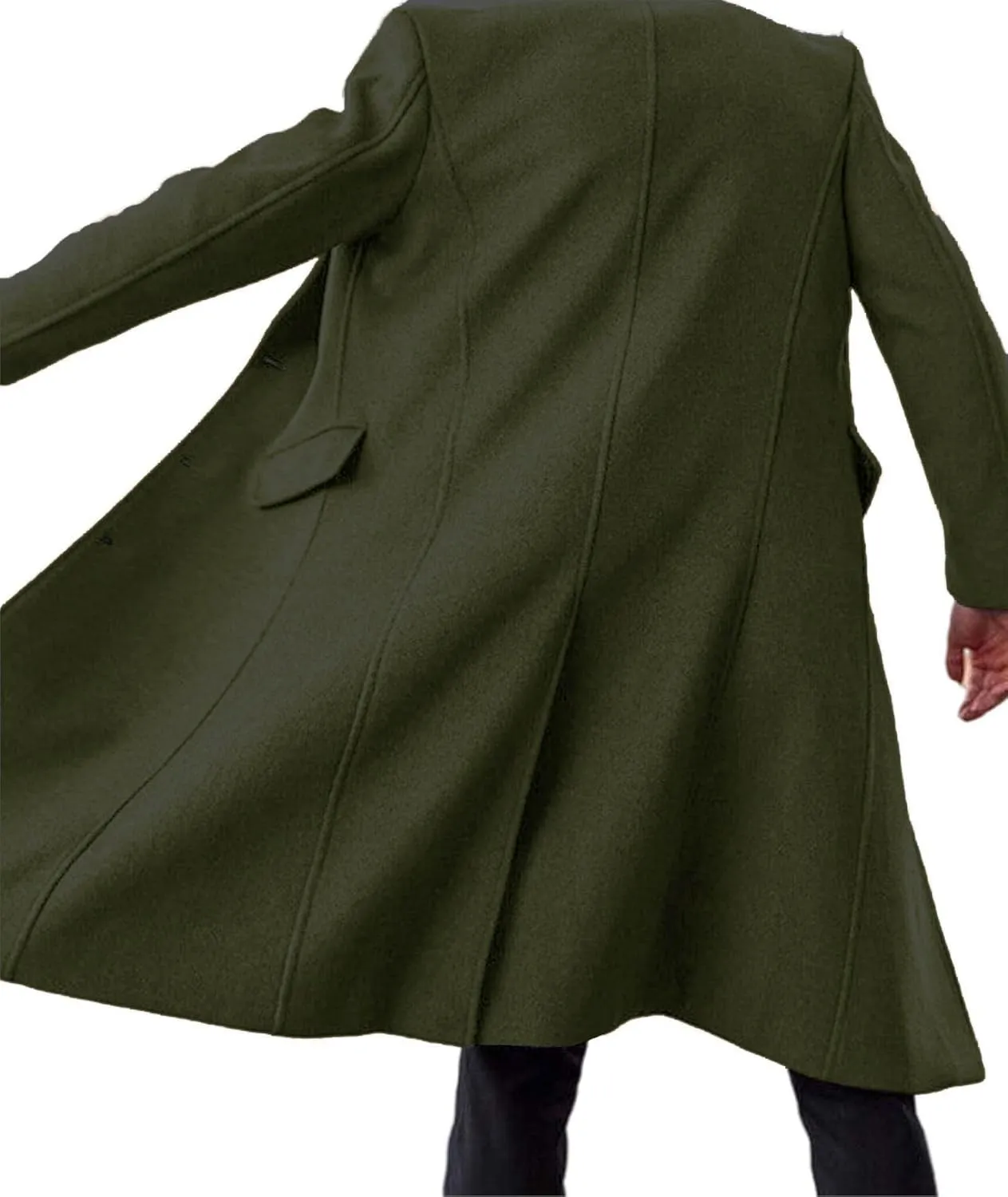 ECDAHICC Men's Slim Fit Single Breasted Trench Coat Winter Pea Coat Notch Lapel Long Casual Overcoat wih Pockets