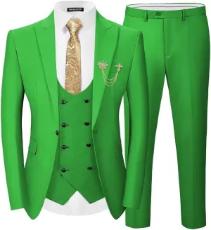 EMERAIDVLN Men's 3 Pieces Suit Slim Fit Elegant Wedding Prom Suits 1 Botton Blazer Double Breasted Vest and Pants Tuxedo Set