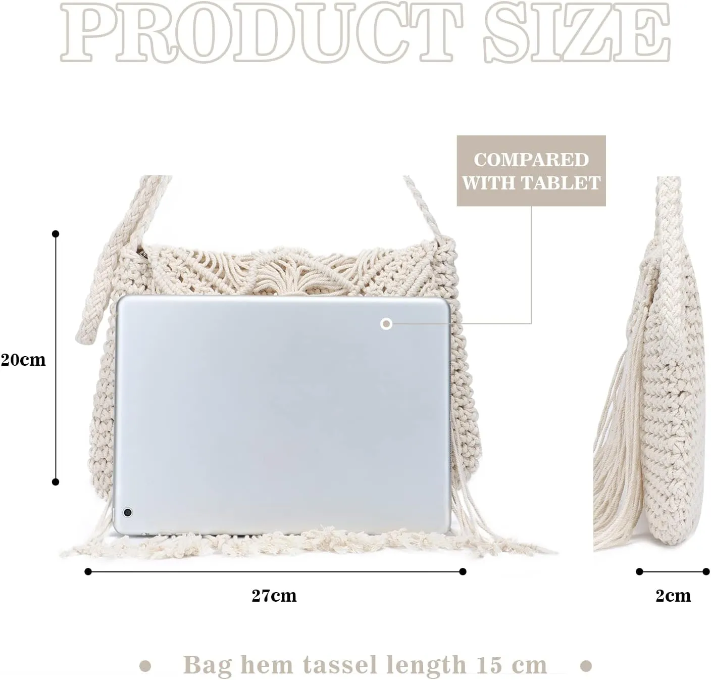 Emprier Retro Crochet Crossbody Shoulder Bag for Women Woven Fringe hobo bags Summer Beach Handmade Purse