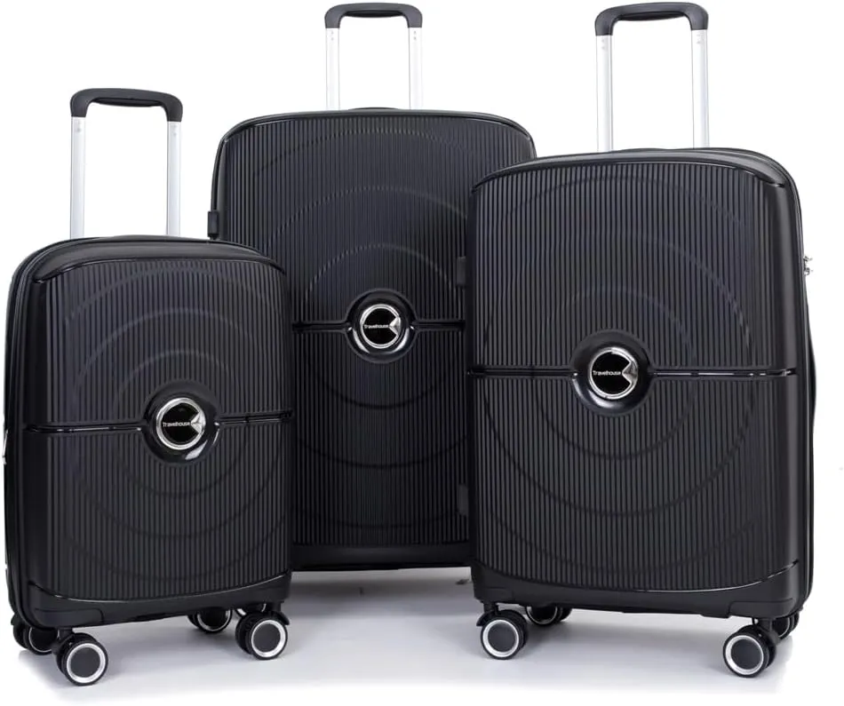 Expandable Hardshell Suitcase Double Spinner Wheels PP Luggage Sets Lightweight Durable Suitcase with TSA Lock,3-Piece Set (20/24/28)
