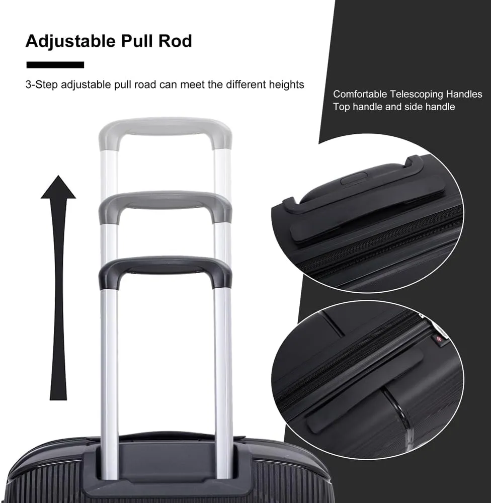 Expandable Hardshell Suitcase Double Spinner Wheels PP Luggage Sets Lightweight Durable Suitcase with TSA Lock,3-Piece Set (20/24/28)