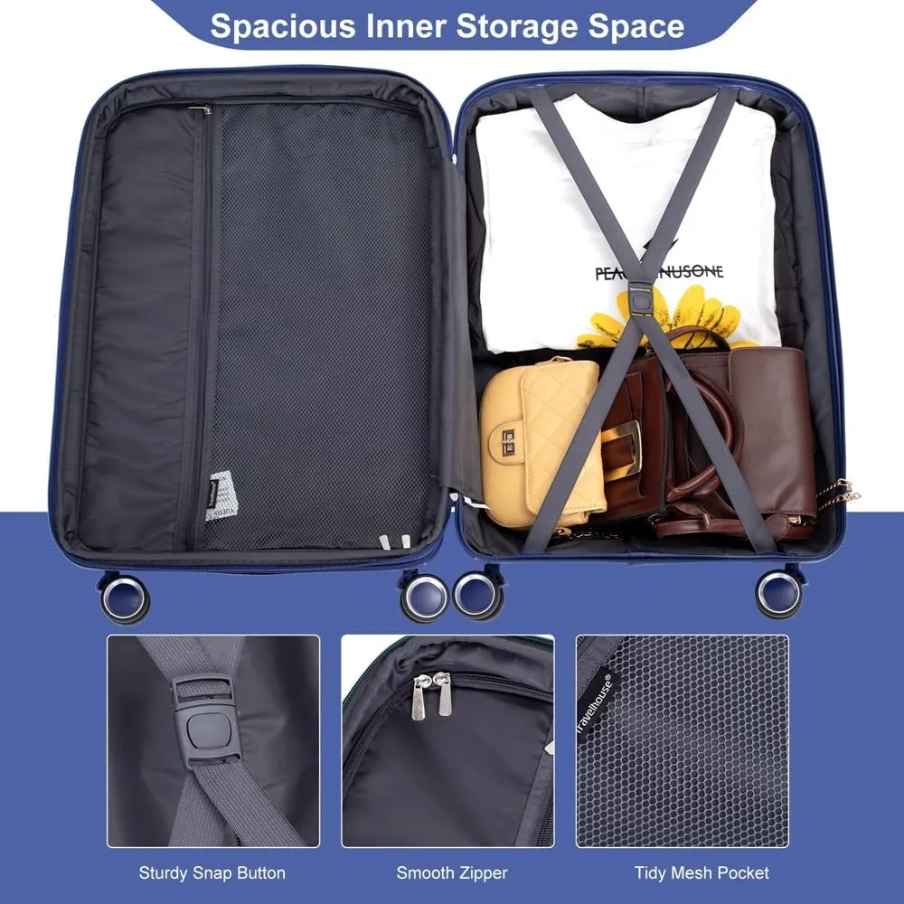 Expandable Hardshell Suitcase Double Spinner Wheels PP Luggage Sets Lightweight Durable Suitcase with TSA Lock,3-Piece Set (20/24/28)