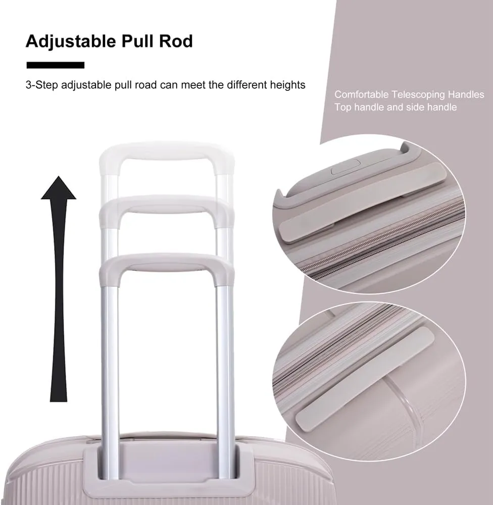 Expandable Hardshell Suitcase Double Spinner Wheels PP Luggage Sets Lightweight Durable Suitcase with TSA Lock,3-Piece Set (20/24/28)