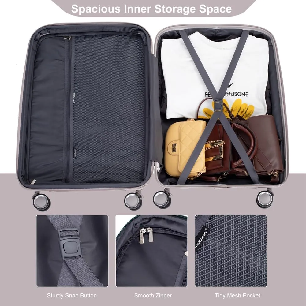 Expandable Hardshell Suitcase Double Spinner Wheels PP Luggage Sets Lightweight Durable Suitcase with TSA Lock,3-Piece Set (20/24/28)