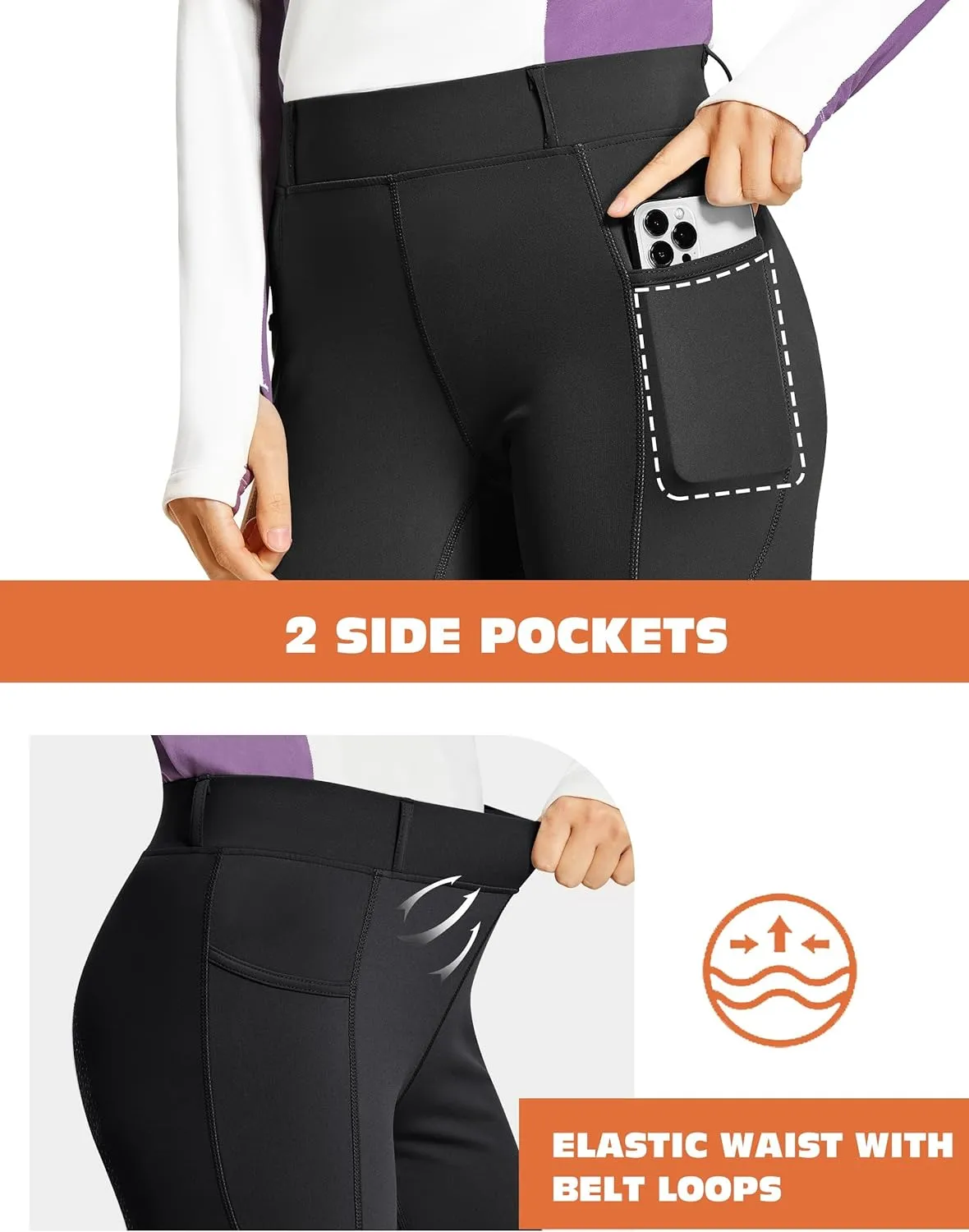 FitsT4 Sports Women's Full Seat Horse Riding Pants Bootcut Riding Tights with Pockets Equestrian Breeches for Women