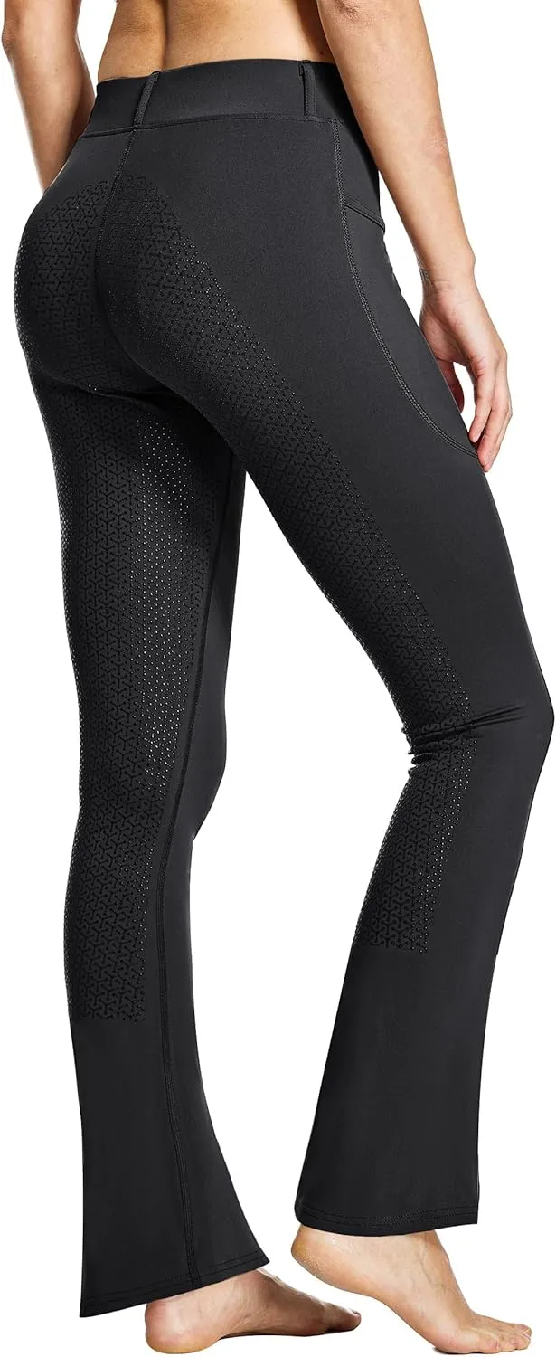FitsT4 Sports Women's Full Seat Horse Riding Pants Bootcut Riding Tights with Pockets Equestrian Breeches for Women
