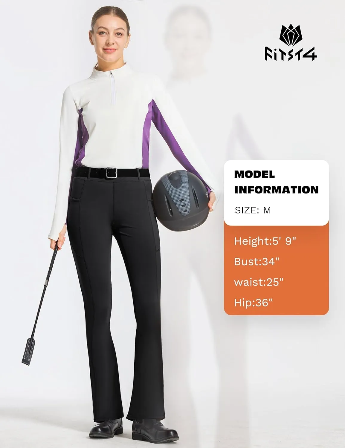 FitsT4 Sports Women's Full Seat Horse Riding Pants Bootcut Riding Tights with Pockets Equestrian Breeches for Women