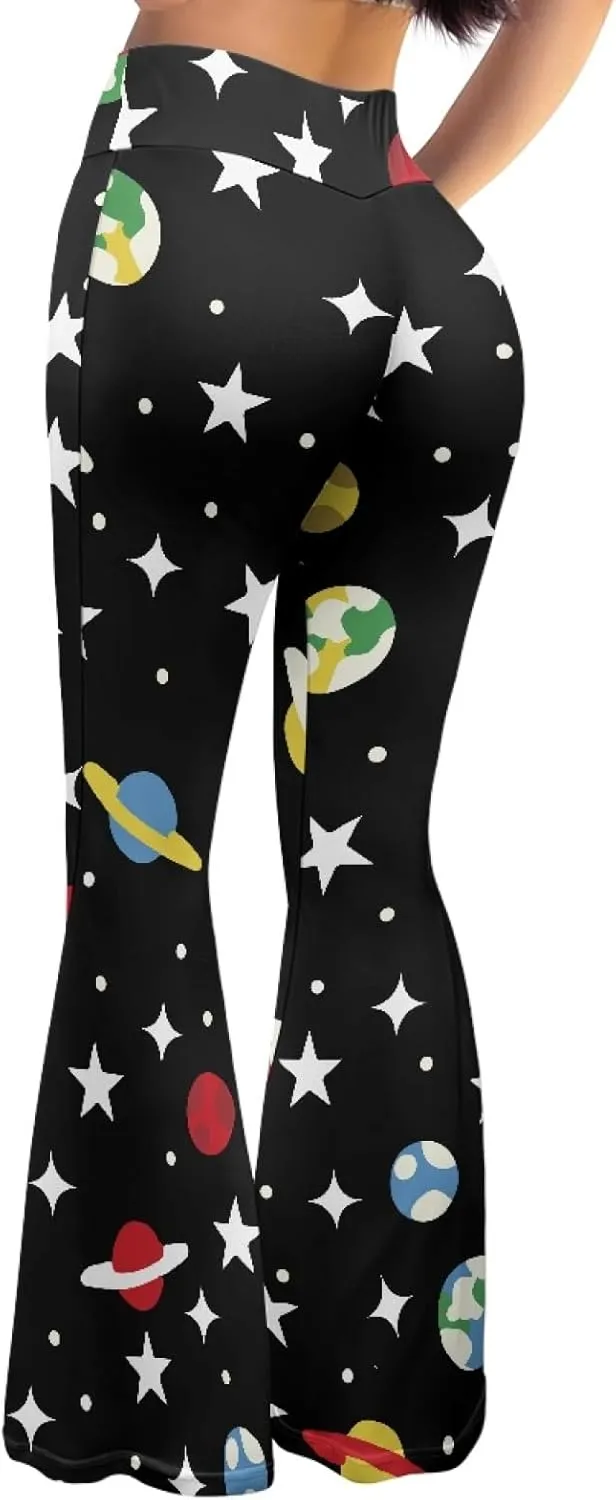 Forchrinse Music Piano Flared Pants for Women Wide Leg Pants Stretchy Yoga Leggings Bootcut Causal Pazallo Pants,XS-2XL