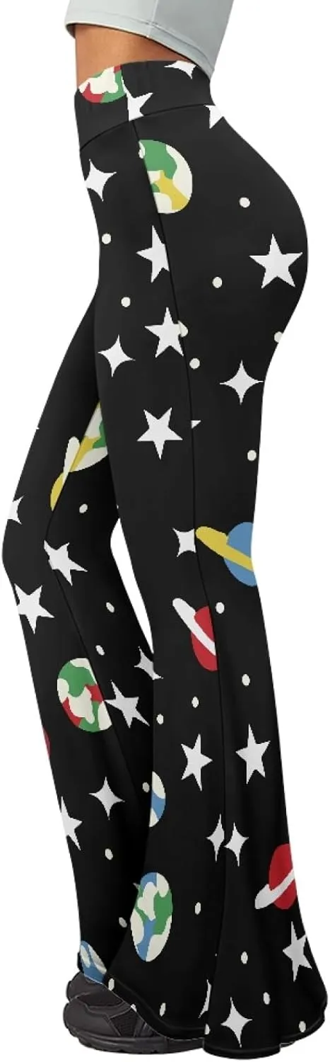 Forchrinse Music Piano Flared Pants for Women Wide Leg Pants Stretchy Yoga Leggings Bootcut Causal Pazallo Pants,XS-2XL