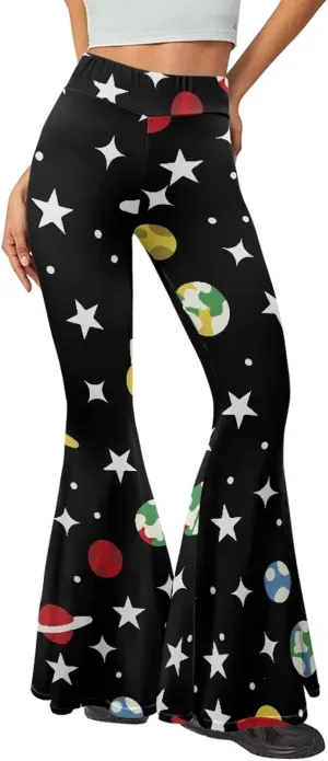 Forchrinse Music Piano Flared Pants for Women Wide Leg Pants Stretchy Yoga Leggings Bootcut Causal Pazallo Pants,XS-2XL