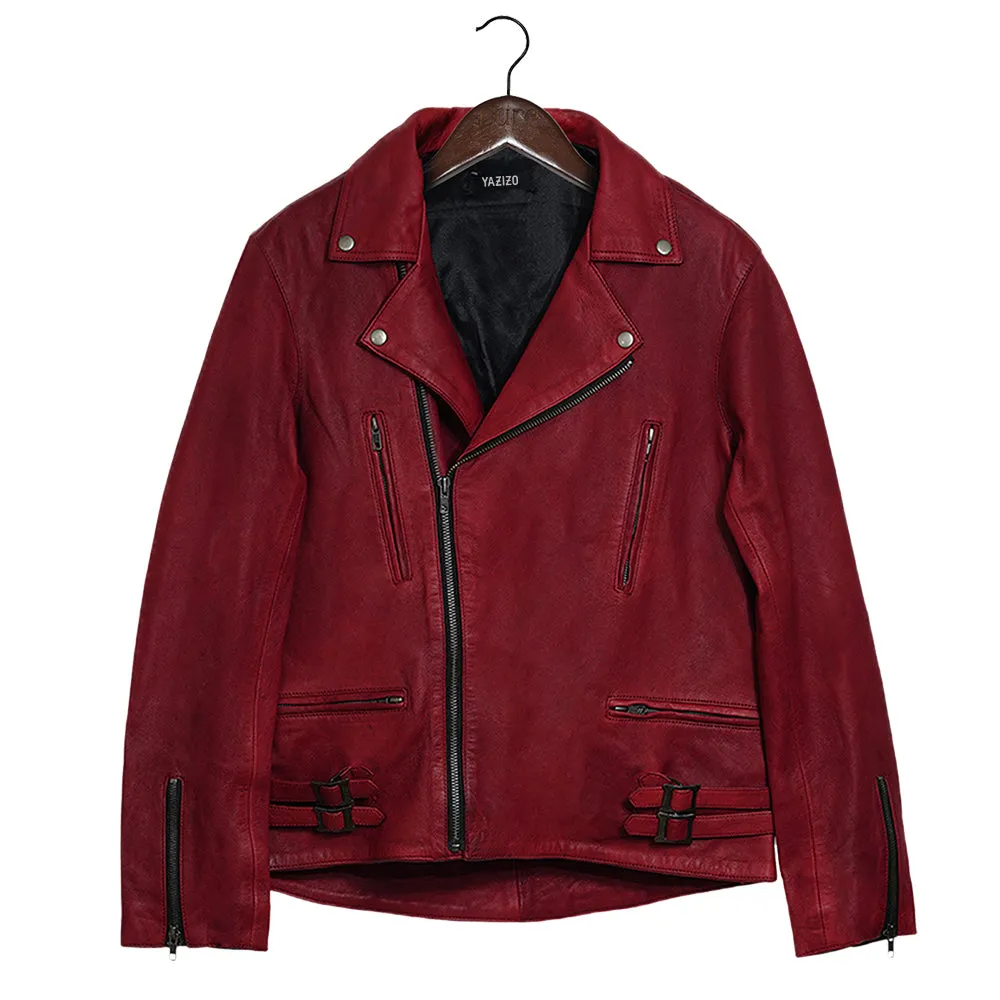 Frisco Motorcycle Easy Rider Red Leather Jacket