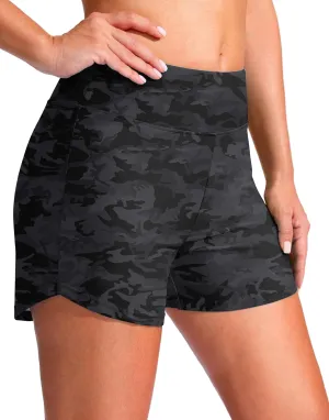 G Gradual Women's 4" Swim Board Shorts High Waisted Tummy Control Swimsuit Bathing Suit Bottoms for Women with Liner Pocket