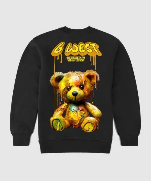 G West Drip Bear Fleece Crewneck With Invisible Zippers - Gwpcrwl9007 - 3 Colors