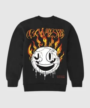 G West Fire Smile Fleece Crewneck With Invisible Zippers - Gwpcrwl9012 - 3 Colors