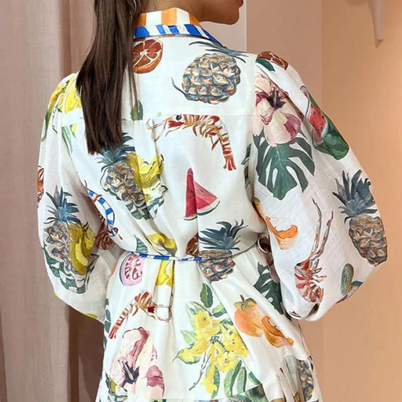 Geleglaer Long Sleeve Printed Dress for Women Slim Flowy Dress with Lantern Sleeves V Neck Women's Fall Winter Long Skirt