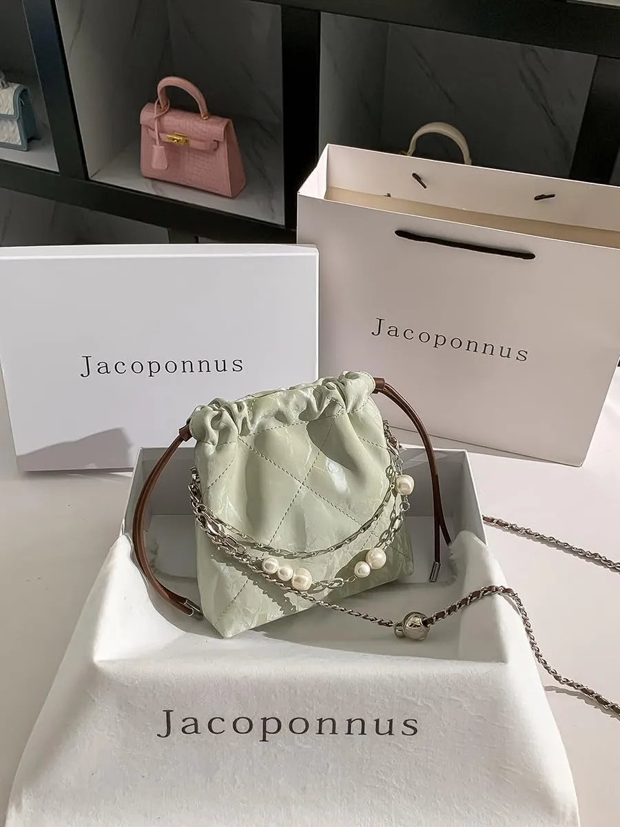 Genuine Leather Drawstring Bucket Bag Women's 2024 New Light Luxury Niche Premium Sense Chain Crossbody Cloud Bag
