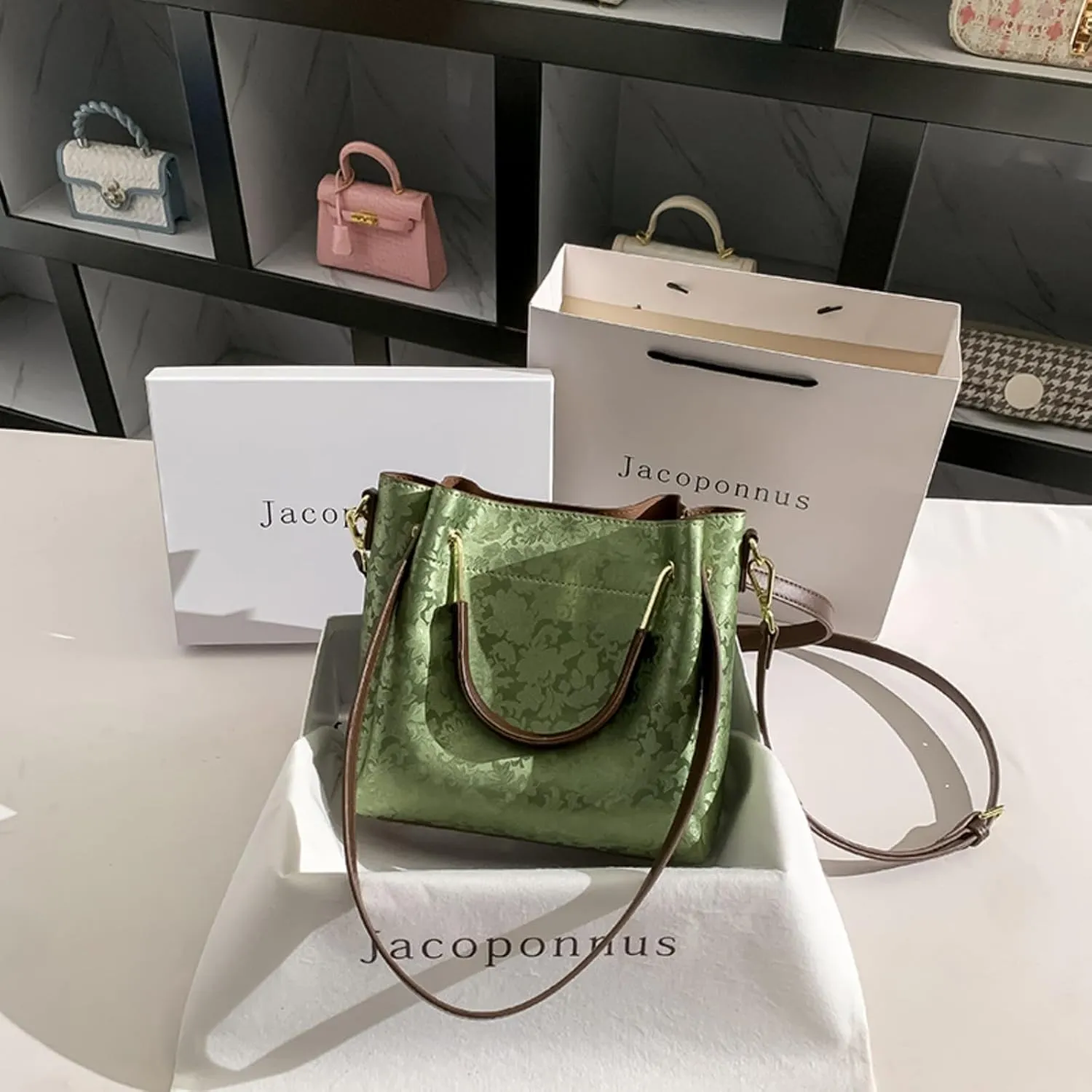 Genuine Leather Pink Bucket Bag Female Crossbody 2024 Senior Sense Large Capacity Commuter Handheld