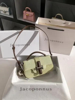 Genuine leather woven pattern camera bag female 2024 new tide light luxury niche senior sense of commuting handheld shoulder