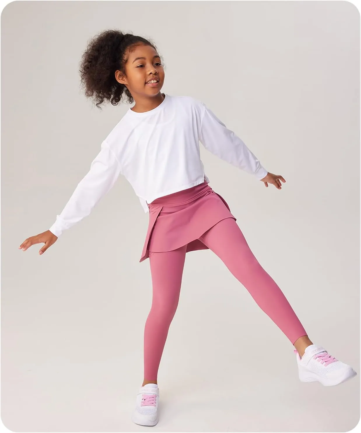 Girls Skirted Leggings with Pockets Athletic Tennis Skorts Stretchy Kids Yoga Pants with Ruffle Skirt