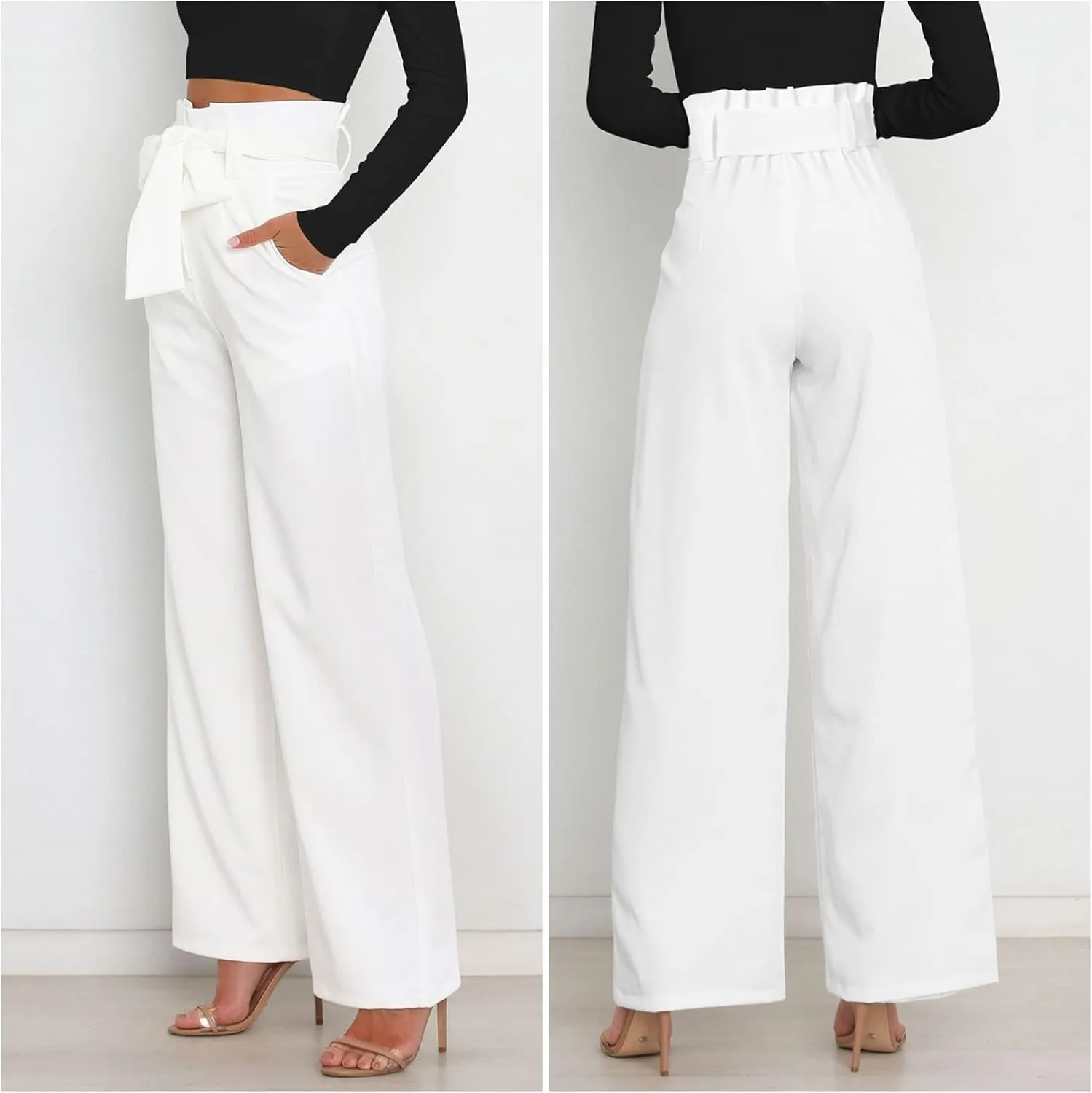 GUOLEZEEV High Waist Wide Leg Pants for Women Business Casual Outfits Dress Pants