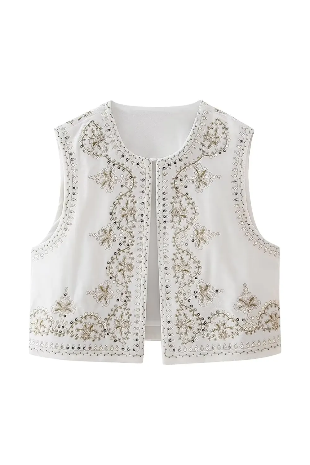'Hannah' Sleeveless Embroidered Retro Vest (7 Colors)