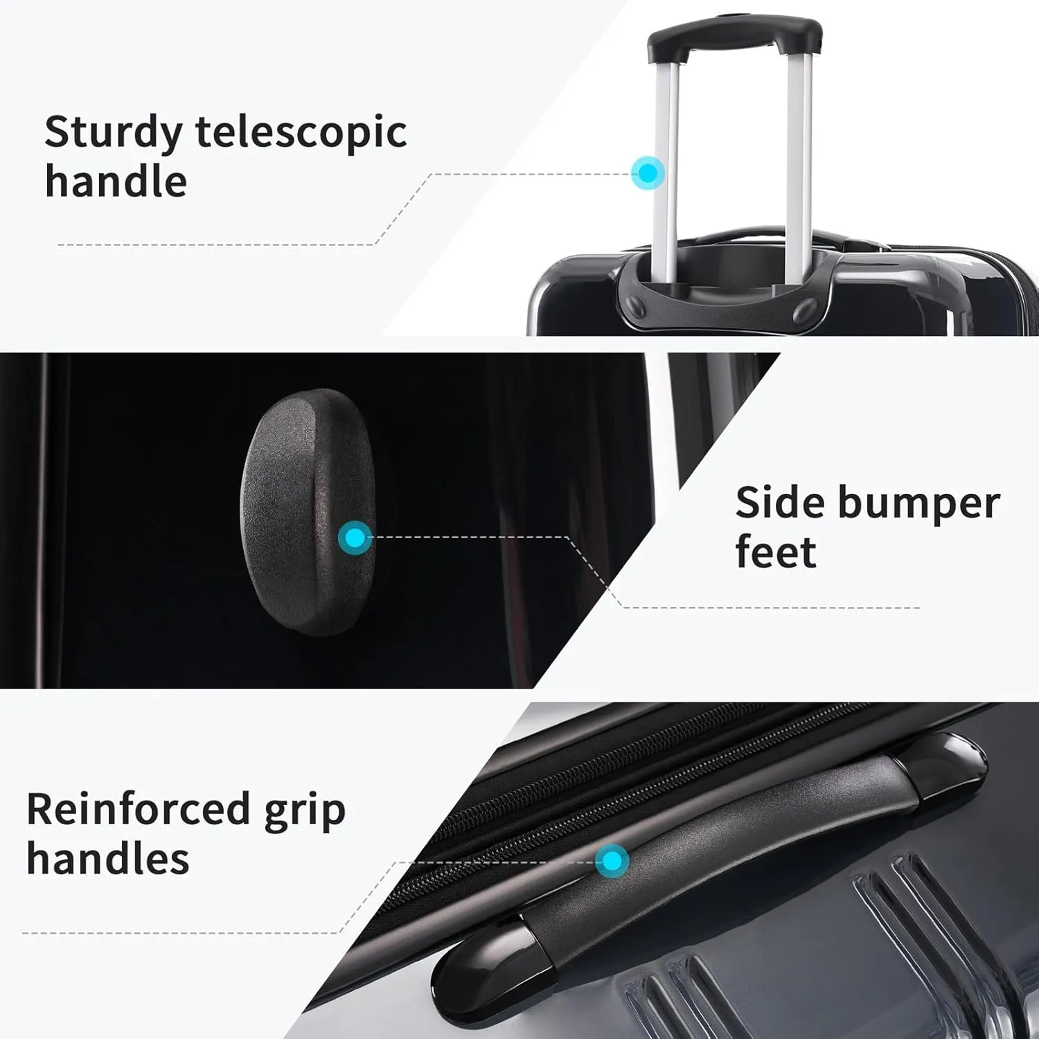 Hard Luggage Sets 3 Piece with Spinner Wheels, Gradient Color Luggage Sets with TSA Lock for Women Girls Teens, Expandable, Lightweight (20/24/28) (Black Multi)