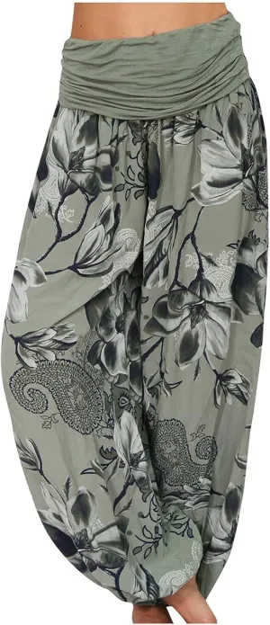 Harem Pants Women Hippie High Waist Boho Petite Length Pants 2024 Plus Size Causal Yoga Flowy Lounge Pajama Joggers
