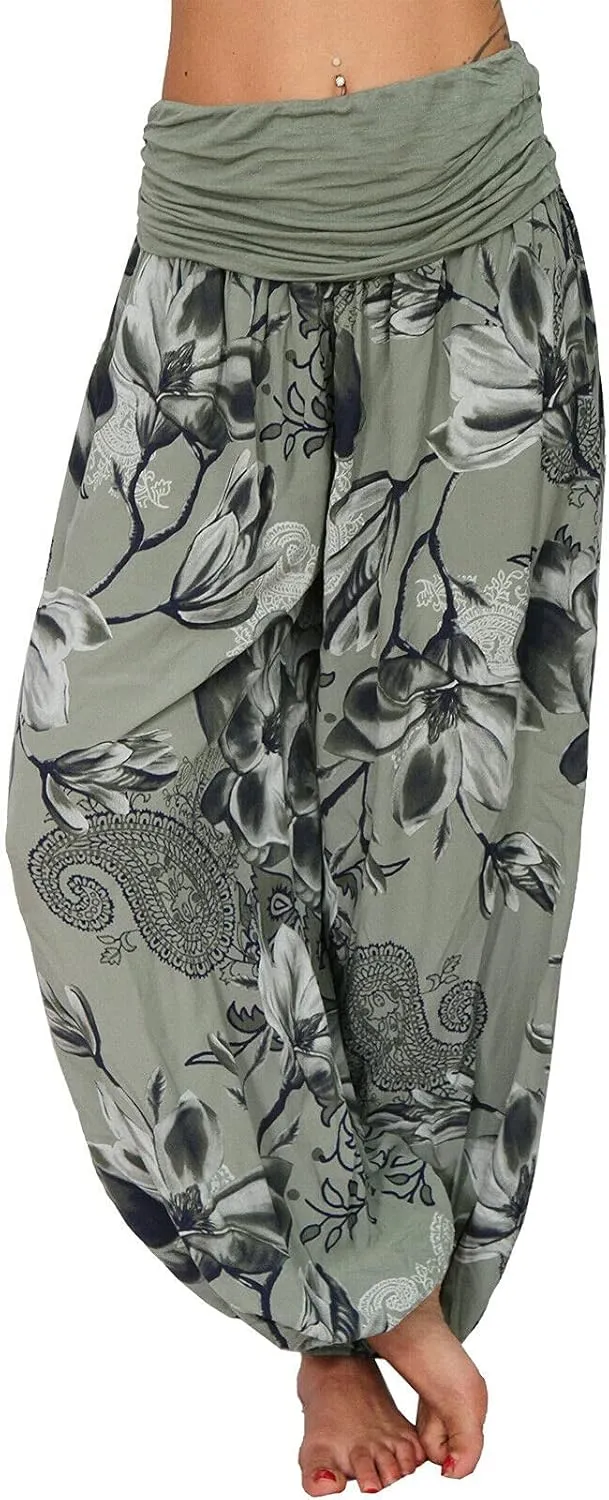 Harem Pants Women Hippie High Waist Boho Petite Length Pants 2024 Plus Size Causal Yoga Flowy Lounge Pajama Joggers