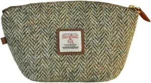 Harris Tweed Wool Small Cosmetic Bag, Compact Scottish Tartan Small Makeup Bag, Handmade Stain-Resistant Travel Pouch for Women No.224