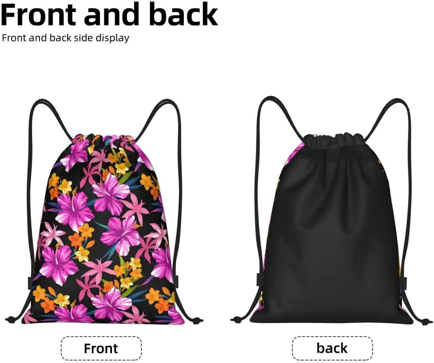 Hawaiian Flower Drawstring Backpack,Hawaii Floral Drawstring Bag Cute Beach Sack Bags For Gym Shopping Sport Yoga