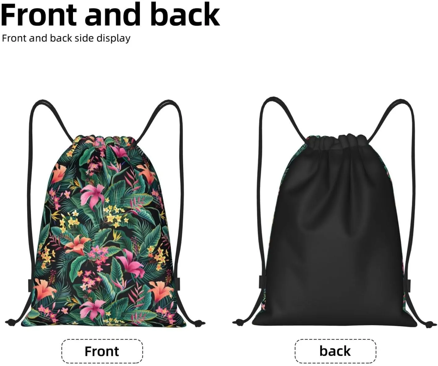 Hawaiian Flower Drawstring Backpack,Hawaii Floral Drawstring Bag Cute Beach Sack Bags For Gym Shopping Sport Yoga
