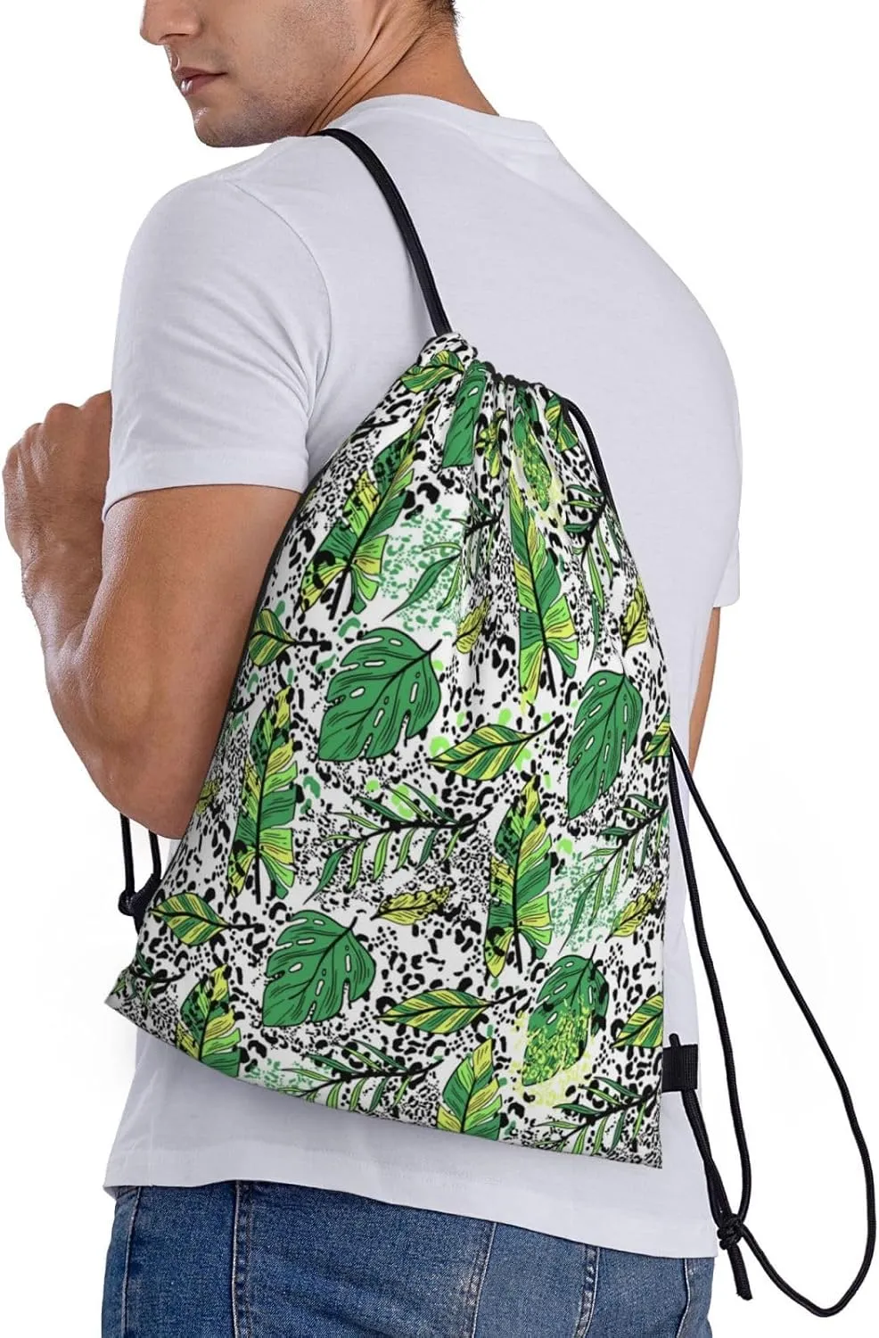 Hawaiian Flower Drawstring Backpack,Hawaii Floral Drawstring Bag Cute Beach Sack Bags For Gym Shopping Sport Yoga