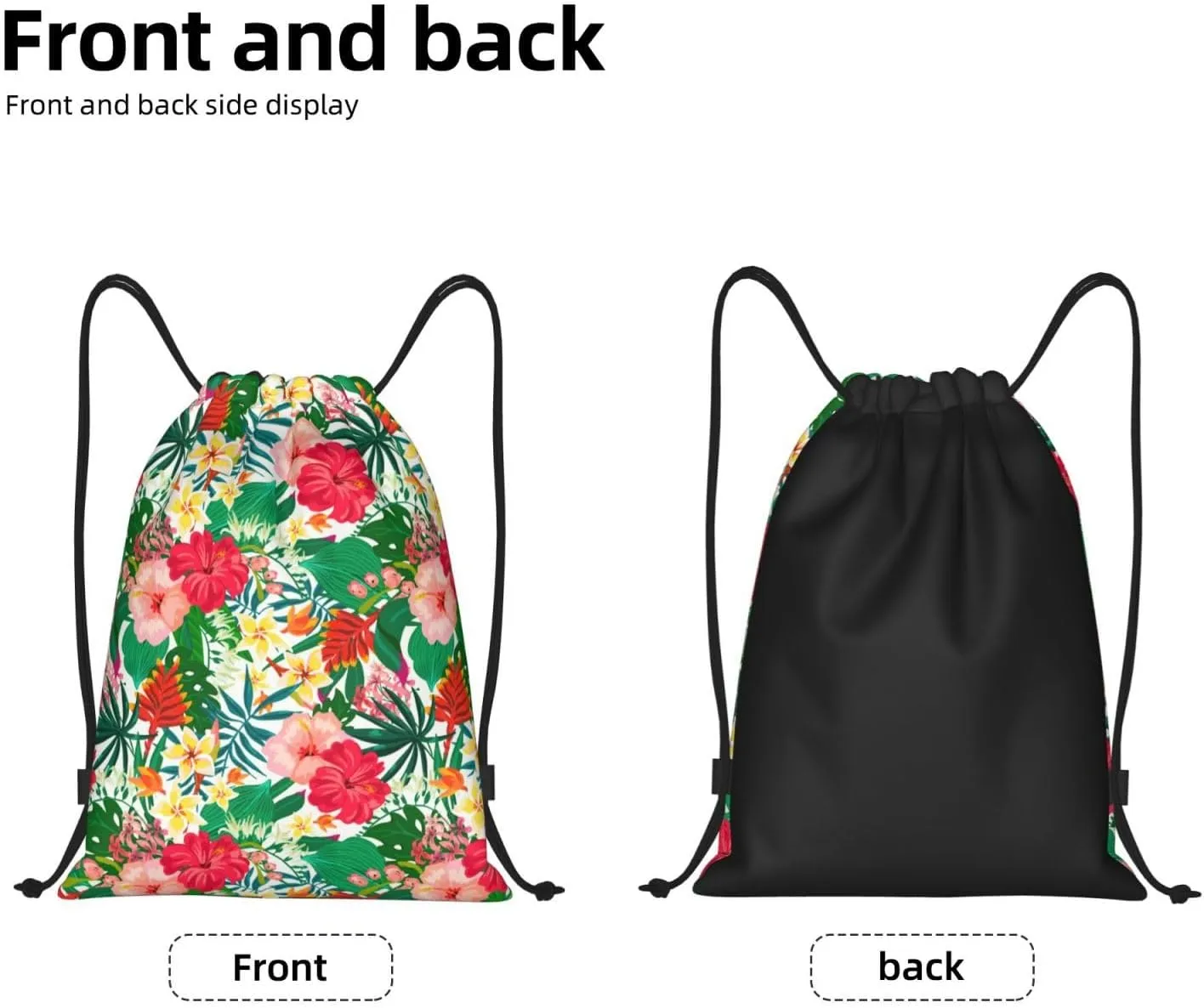 Hawaiian Flower Drawstring Backpack,Hawaii Floral Drawstring Bag Cute Beach Sack Bags For Gym Shopping Sport Yoga