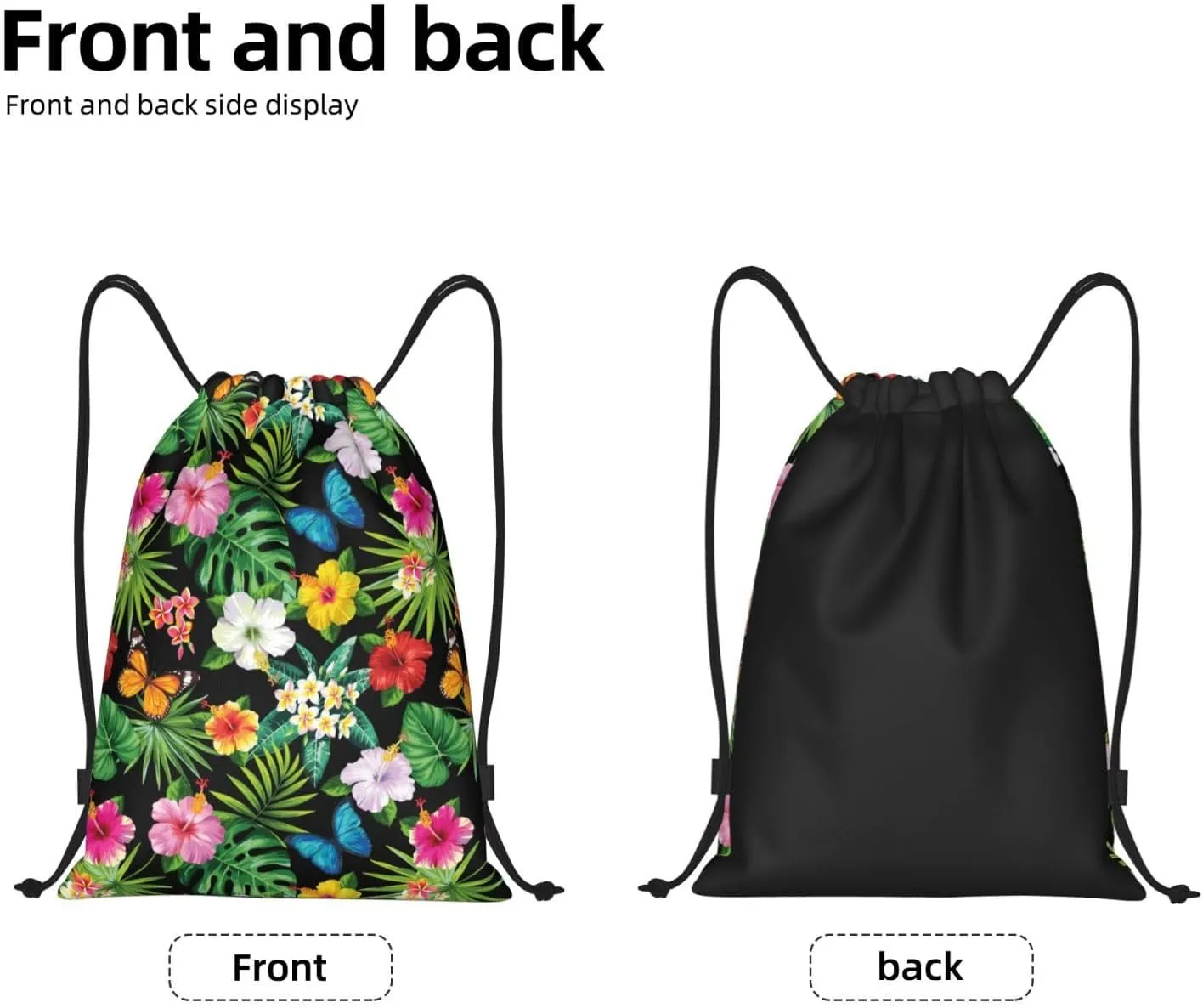 Hawaiian Flower Drawstring Backpack,Hawaii Floral Drawstring Bag Cute Beach Sack Bags For Gym Shopping Sport Yoga