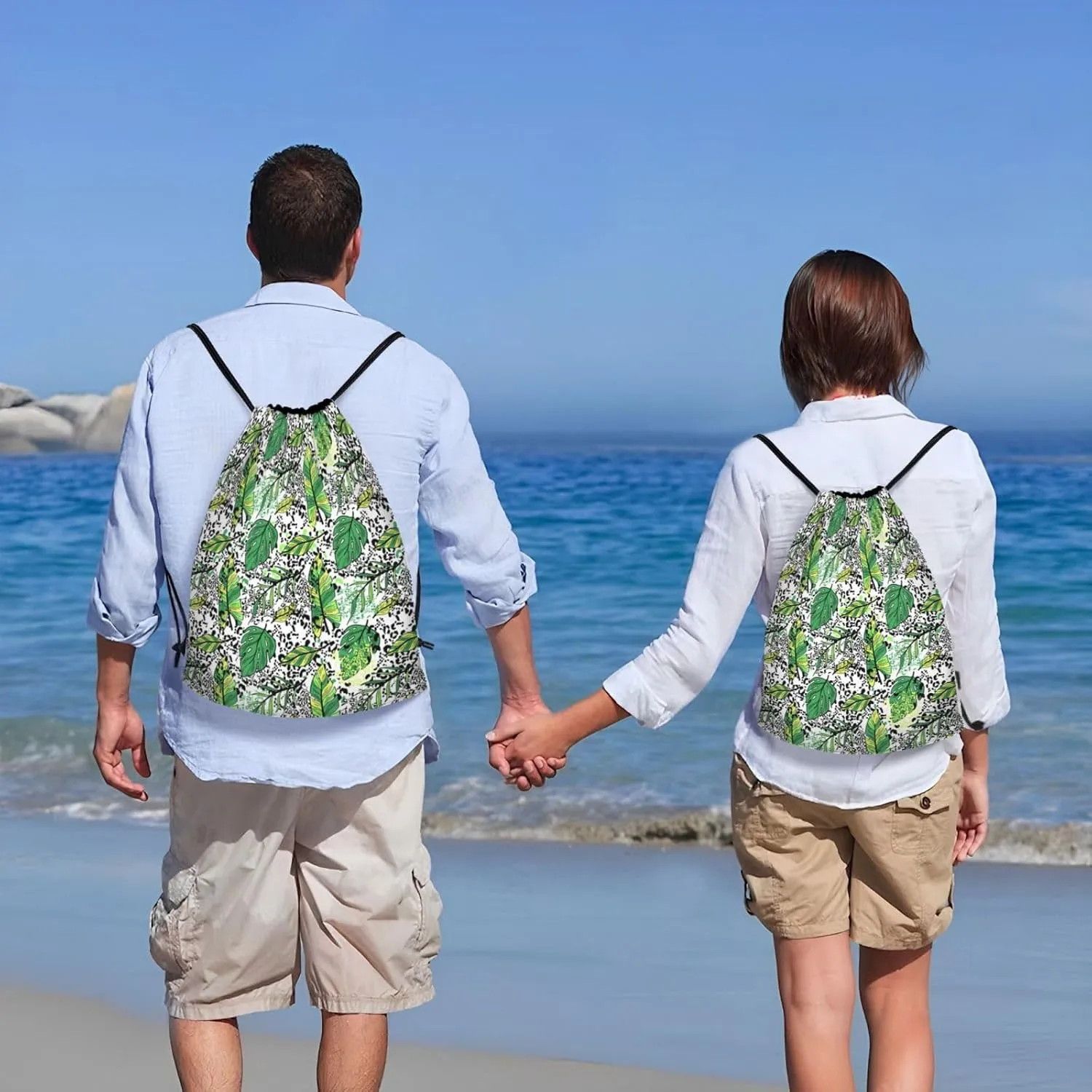 Hawaiian Flower Drawstring Backpack,Hawaii Floral Drawstring Bag Cute Beach Sack Bags For Gym Shopping Sport Yoga
