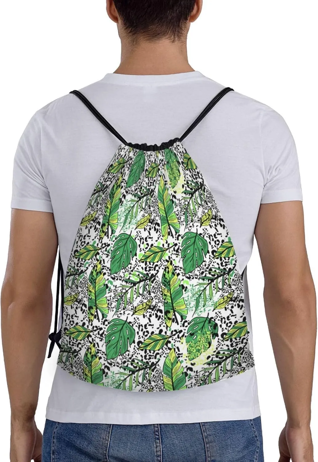 Hawaiian Flower Drawstring Backpack,Hawaii Floral Drawstring Bag Cute Beach Sack Bags For Gym Shopping Sport Yoga