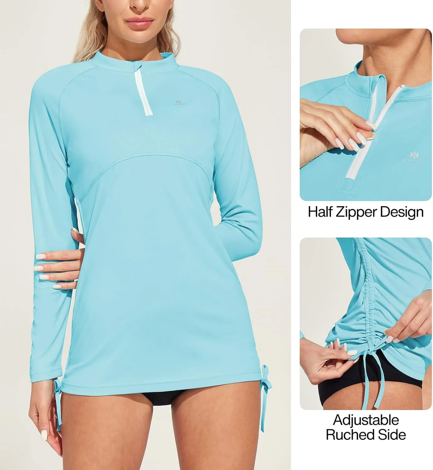 Heathyoga Rash Guard for Women UPF 50  UV Sun Protection Swim Shirt for Woman Long Sleeve Swimsuits Bathing Suit Tops