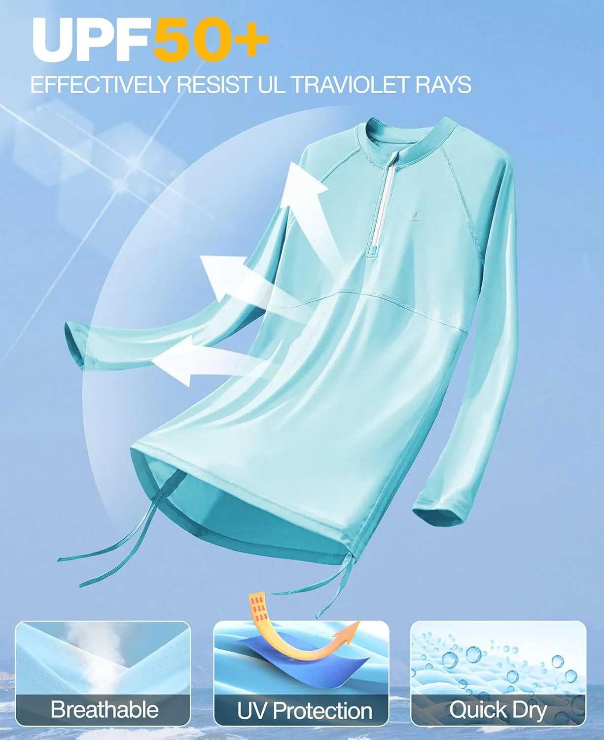Heathyoga Rash Guard for Women UPF 50  UV Sun Protection Swim Shirt for Woman Long Sleeve Swimsuits Bathing Suit Tops