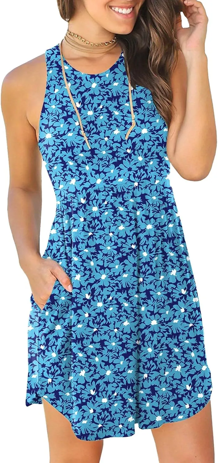 HiMONE Vacation Dresses for Women 2025 Summer Dress Women's Casual Sundresses Casual Beach Petite Sun Dress XS-2XL