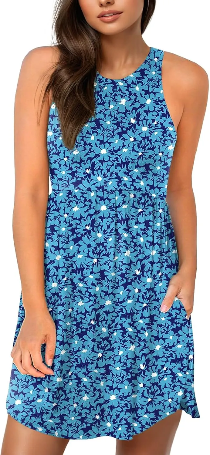 HiMONE Vacation Dresses for Women 2025 Summer Dress Women's Casual Sundresses Casual Beach Petite Sun Dress XS-2XL